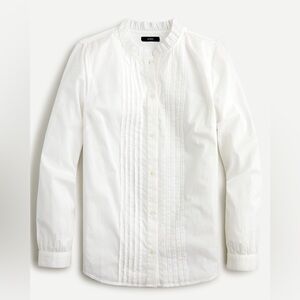 Talbots White Ruffle Poplin Dress Shirt Size